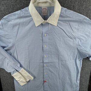 Brooks Brothers 17 36 Cotton Non-Iron Blue Spread Madison Men Long Sleeve Shirt